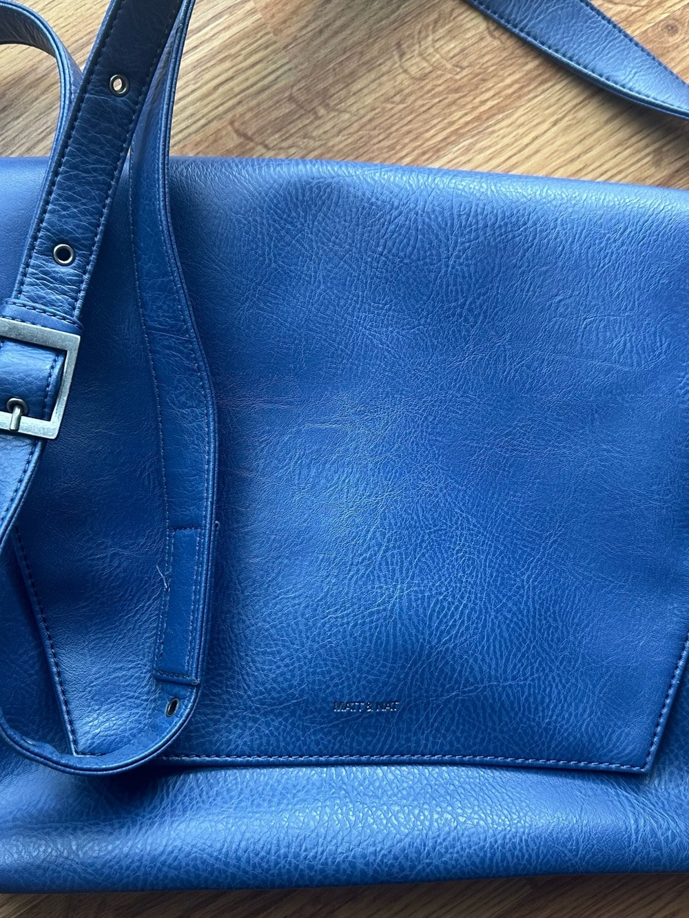 Matt & Nat Vibrant Royal Blue Leather Shoulder Bag 15x10 New